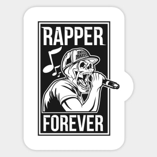 SKULL RAPPER black and white Sticker